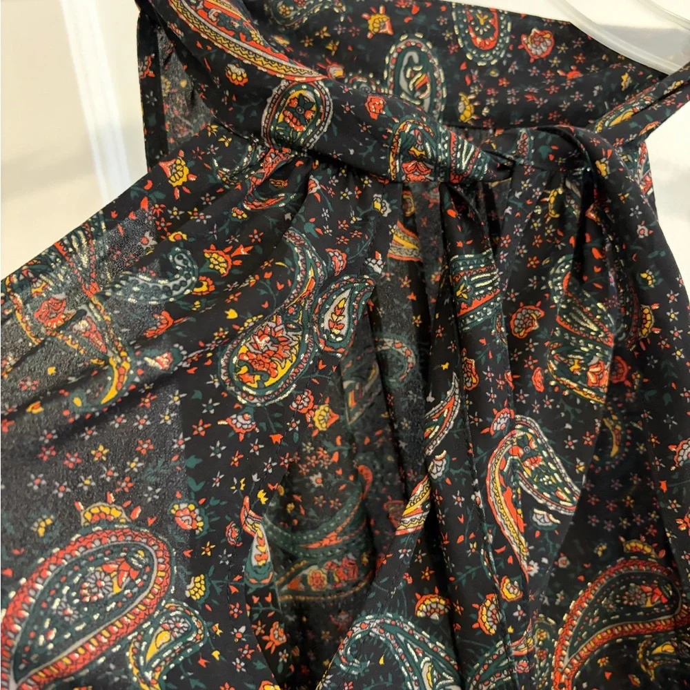 J.Crew Silk Paisley Halter Tie-Neck Top Size 2